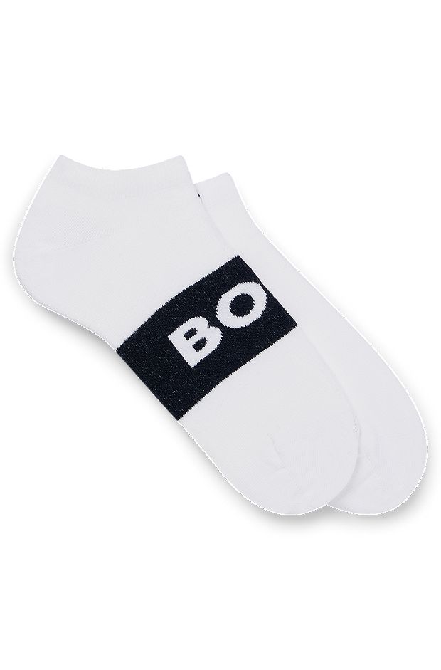 Two-pack of ankle-length socks with logo details, Natural