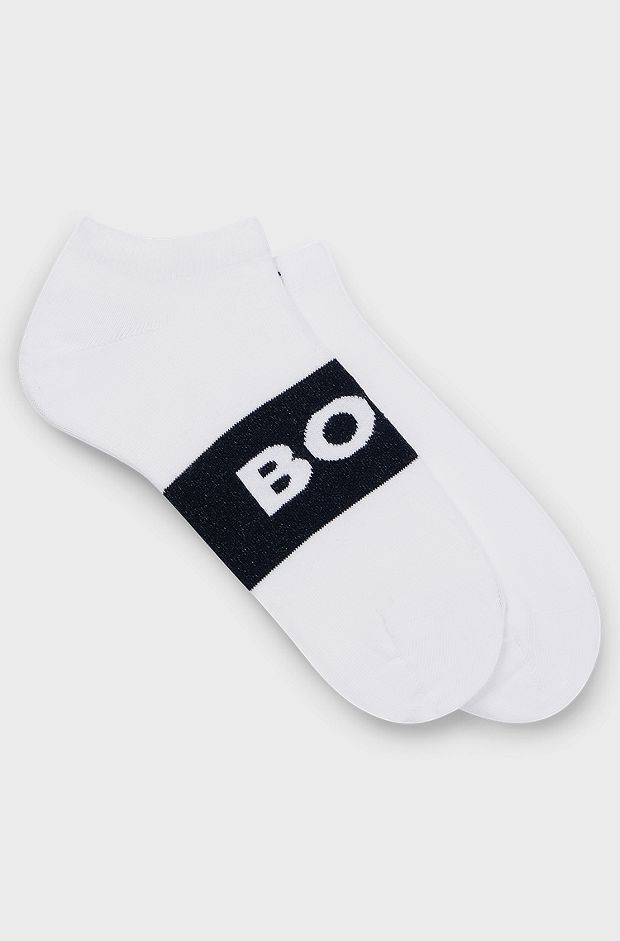 Two-pack of ankle-length socks with logo details, Natural