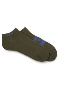 Two-pack of ankle-length socks with logo details, Dark Green