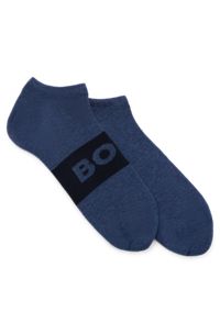 Two-pack of ankle-length socks with logo details, Blue