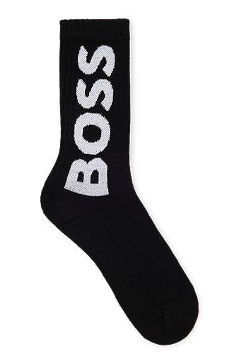 Quarter-length socks with contrast logo, Black