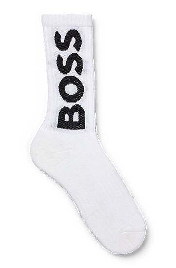 Hugo Boss Short Logo Socks In An Organic-cotton Blend