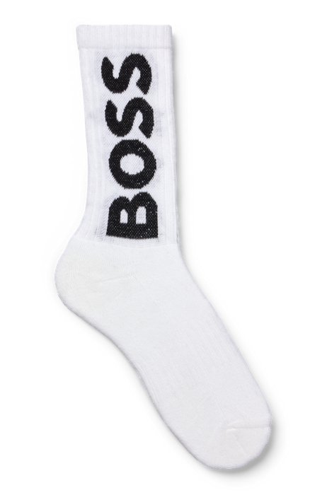 Short logo socks in an organic-cotton blend, White