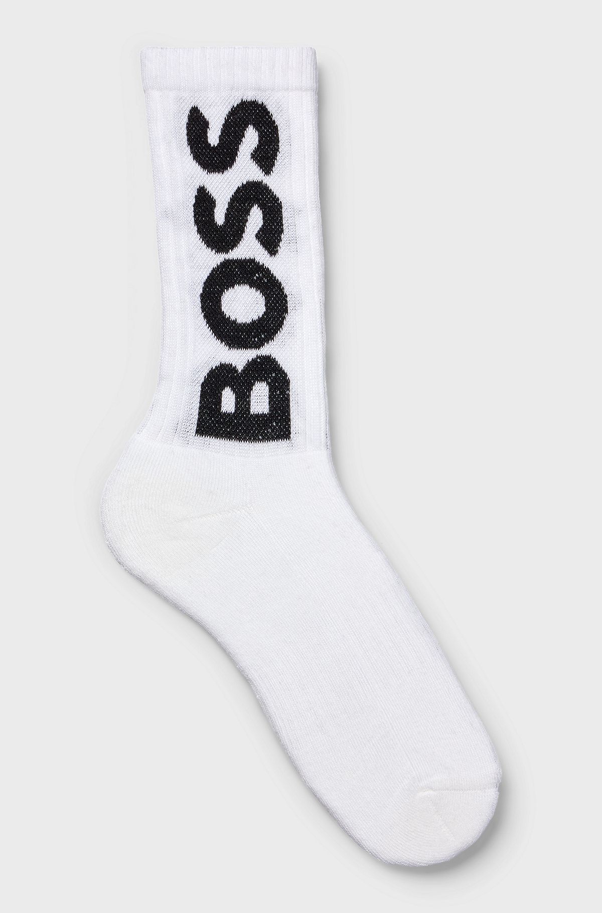 Quarter-length socks with contrast logo, White