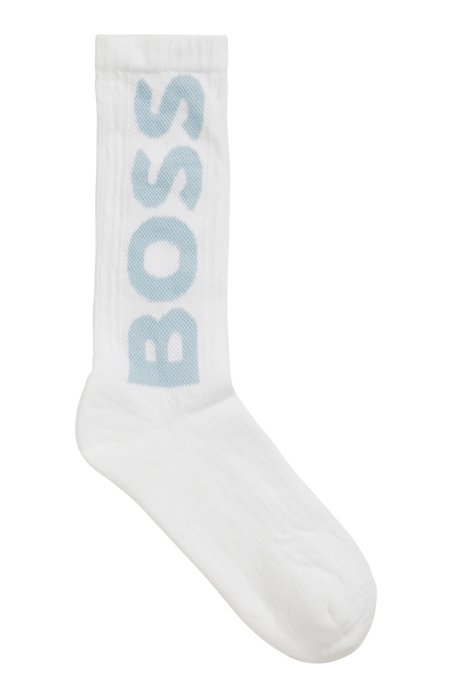 Kurze Socken aus Bio-Baumwoll-Mix mit Logo, Weiß