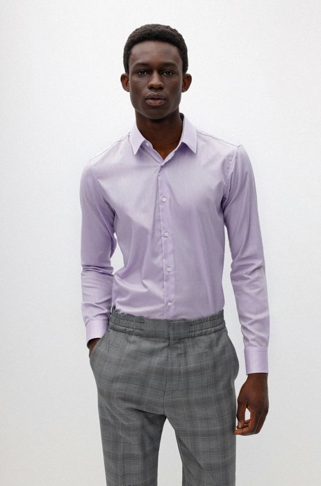 Regular-fit shirt in easy-iron Oxford cotton, Light Purple