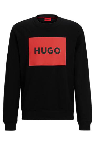 Cotton-terry sweatshirt with logo detail, Hugo boss