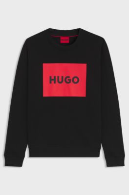 Cotton-terry sweatshirt with logo detail, Black