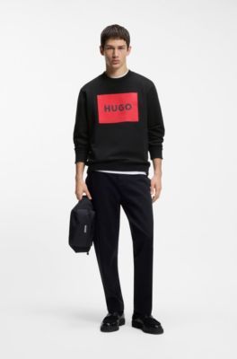 Cotton-terry sweatshirt with logo detail, Black