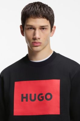 Cotton-terry sweatshirt with logo detail, Black