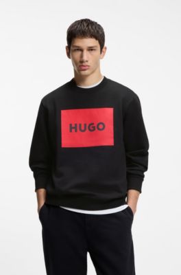 Cotton-terry sweatshirt with logo detail, Black