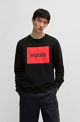 HUGO - Cotton-terry regular-fit shorts with logo label