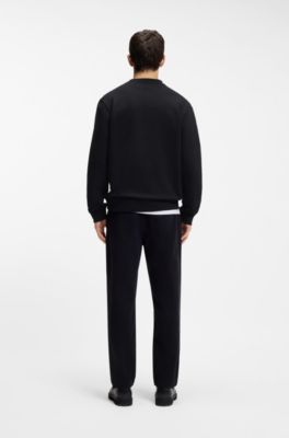 Cotton-terry sweatshirt with logo detail, Black