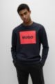 Cotton-terry sweatshirt with logo detail, Dark Blue