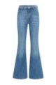 Jeans van comfort-stretchdenim met wijd uitlopende pijpen, Blauw