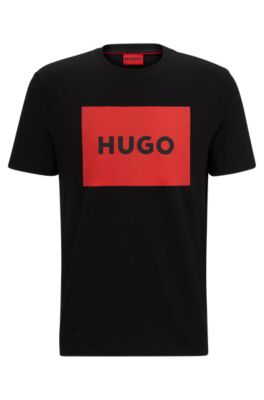 HUGO - コットンジャージー レギュラーフィットTシャツ ロゴプリント