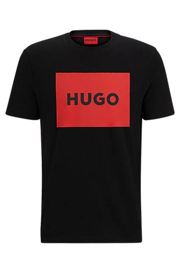 Cotton-jersey regular-fit T-shirt with logo print, Hugo boss