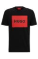 Crew-neck T-shirt in cotton jersey with box logo, Black