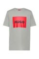 T-shirt in cotone con etichetta con logo rossa, Grigio