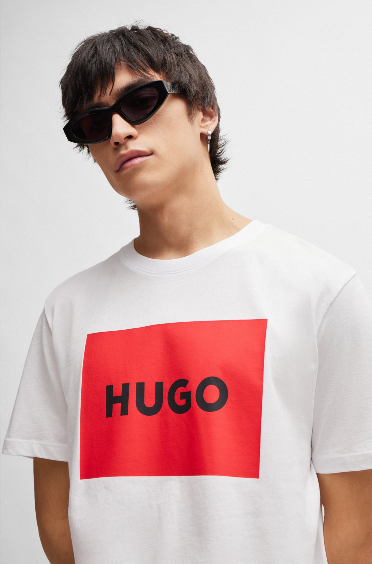 HUGO - Cotton-jersey regular-fit T-shirt with logo print