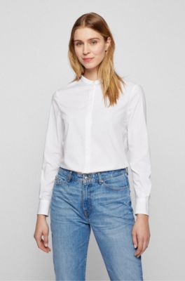 Rechtsaf Op de kop van beginnen Kurzarm-Blusen für Damen | Weiß | HUGO BOSS