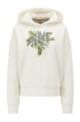 Cotton-terry hooded sweatshirt with seasonal print, White