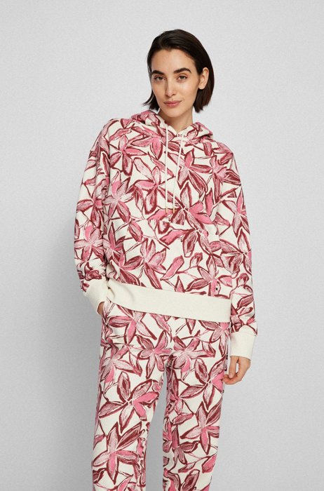 Cotton-terry hooded sweatshirt with seasonal print, Patterned