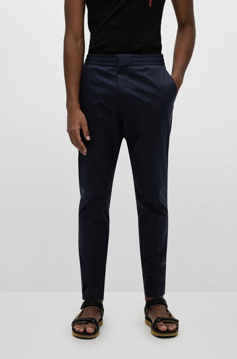 Pantalones extra slim fit de algodón técnico elástico, Azul oscuro