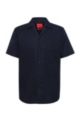 Relaxed-fit shirt in paper-touch stretch cotton, Dark Blue