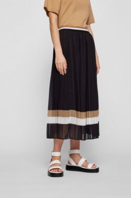 BOSS - Midi-length plissé skirt with signature stripe