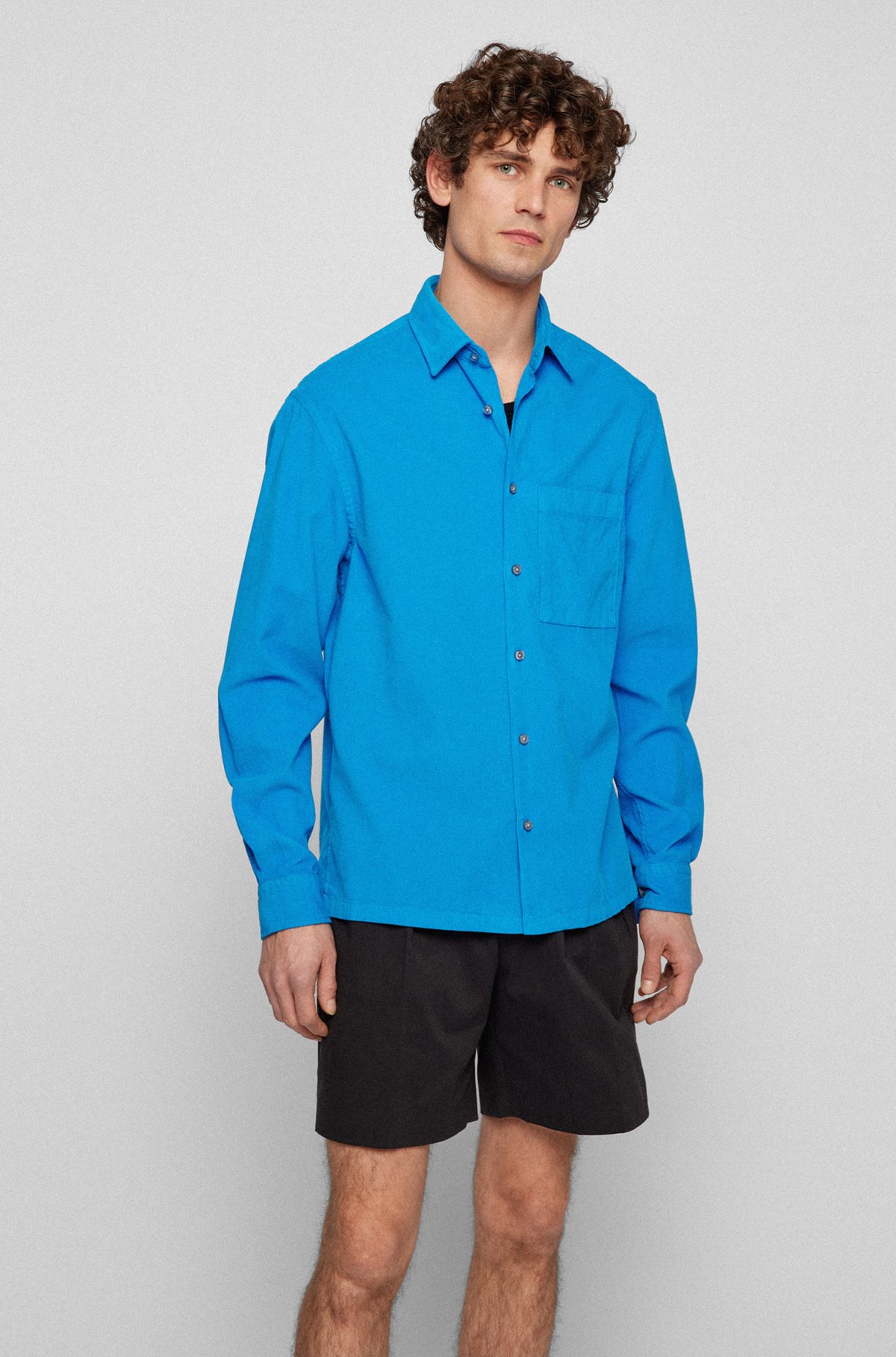 BOSS - Relaxed-fit overshirt in pure-cotton corduroy