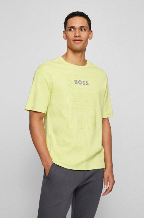 Relaxed-fit T-shirt in interlock cotton with exclusive artwork, Light Yellow