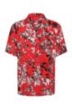 Short-sleeved shirt with all-over seasonal print, Red Patterned