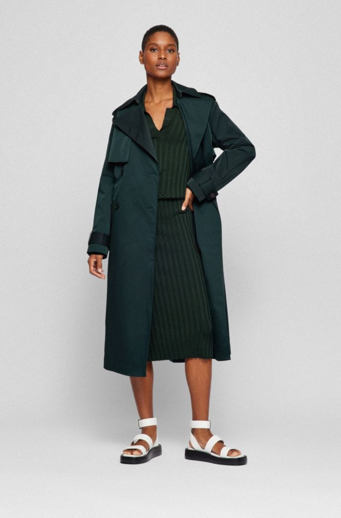 Water Repellent Trench Coat With Belted, Trench Coat Espanol