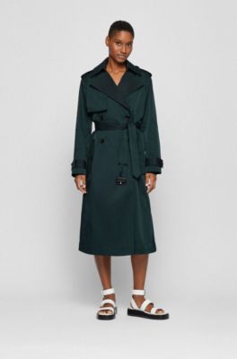 dark green long coat