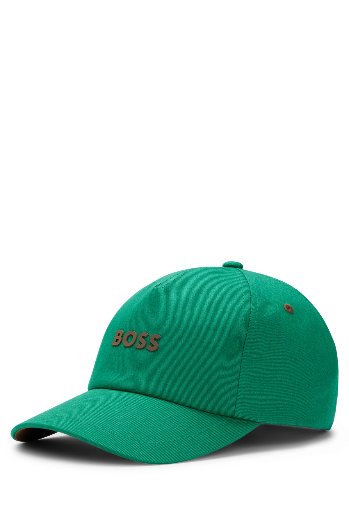 Gorra de sarga de algodón con logo, Verde
