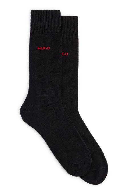 Mittelhohe Socken aus Stretch-Gewebe im Zweier-Pack, Schwarz
