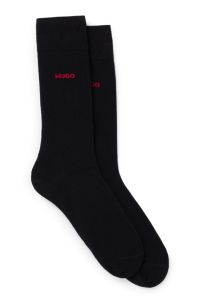 Two-pack of regular-length socks in stretch fabric, Black