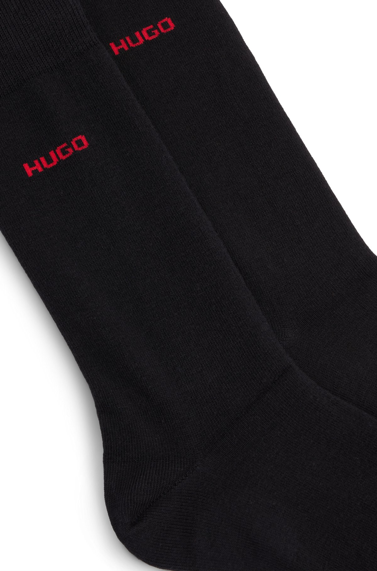 Two-pack of regular-length socks in stretch fabric, Black