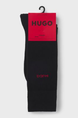 Lot de deux paires de chaussettes mi-hautes avec logo, Noir