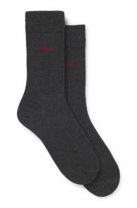 Paquete de dos pares de calcetines de largo normal en tejido elástico, Gris oscuro