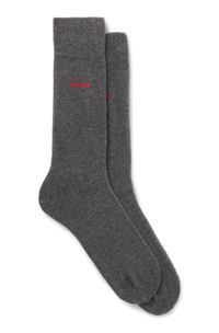 Two-pack of regular-length socks in stretch fabric, Grey
