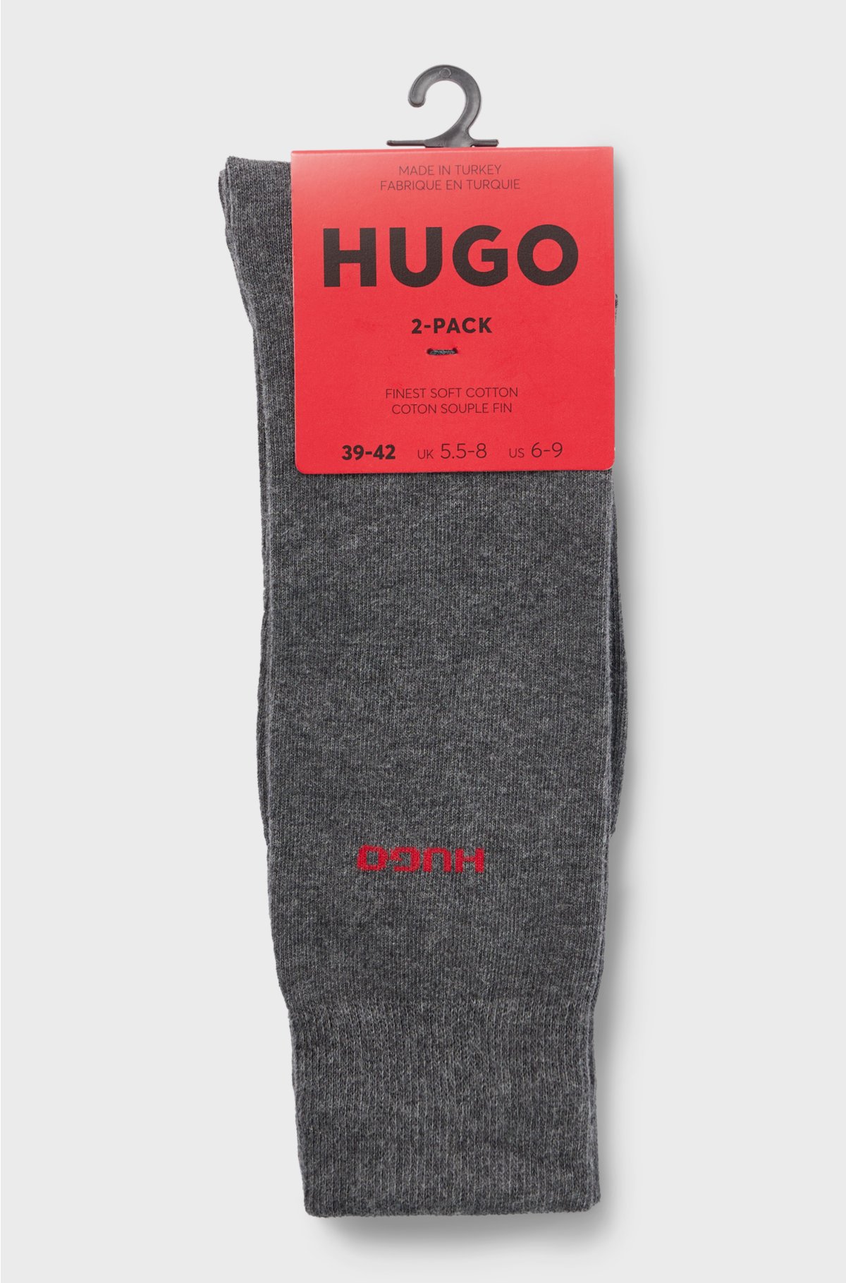 Two-pack of regular-length socks in stretch fabric, Grey