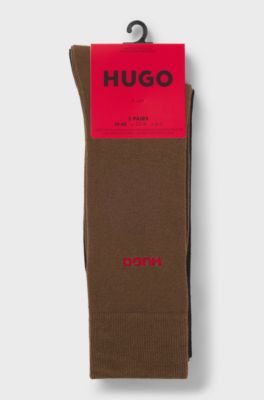 Two-pack of regular-length logo socks, Brown / Black
