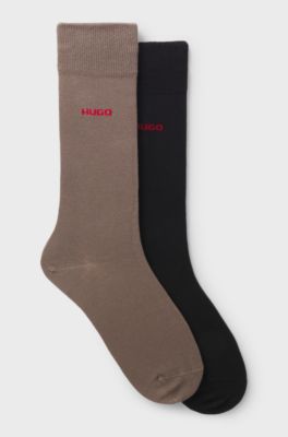 Two-pack of regular-length logo socks, Brown / Black