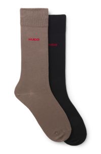 Two-pack of regular-length logo socks, Brown / Black