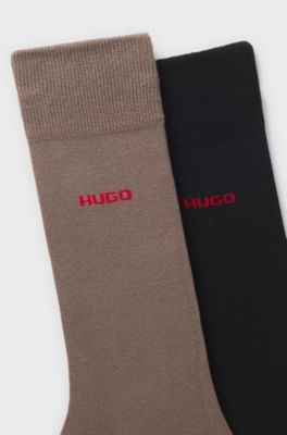 Two-pack of regular-length logo socks, Brown / Black