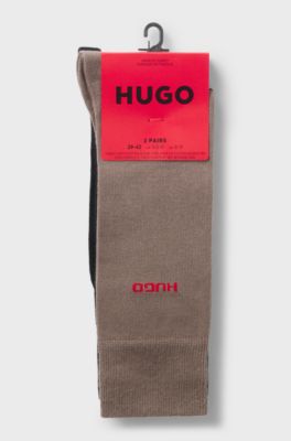 Two-pack of regular-length logo socks, Brown / Black