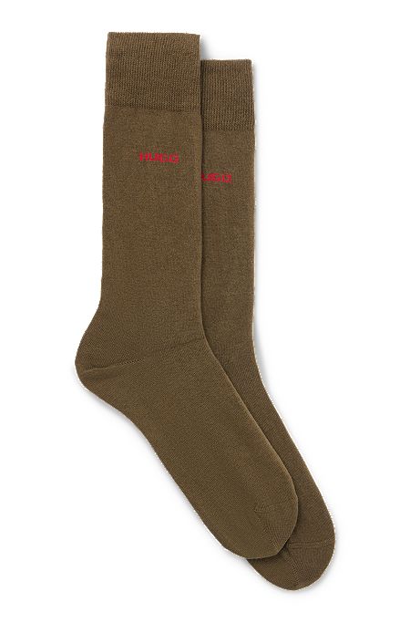 Two-pack of regular-length socks in stretch fabric, Dark Green