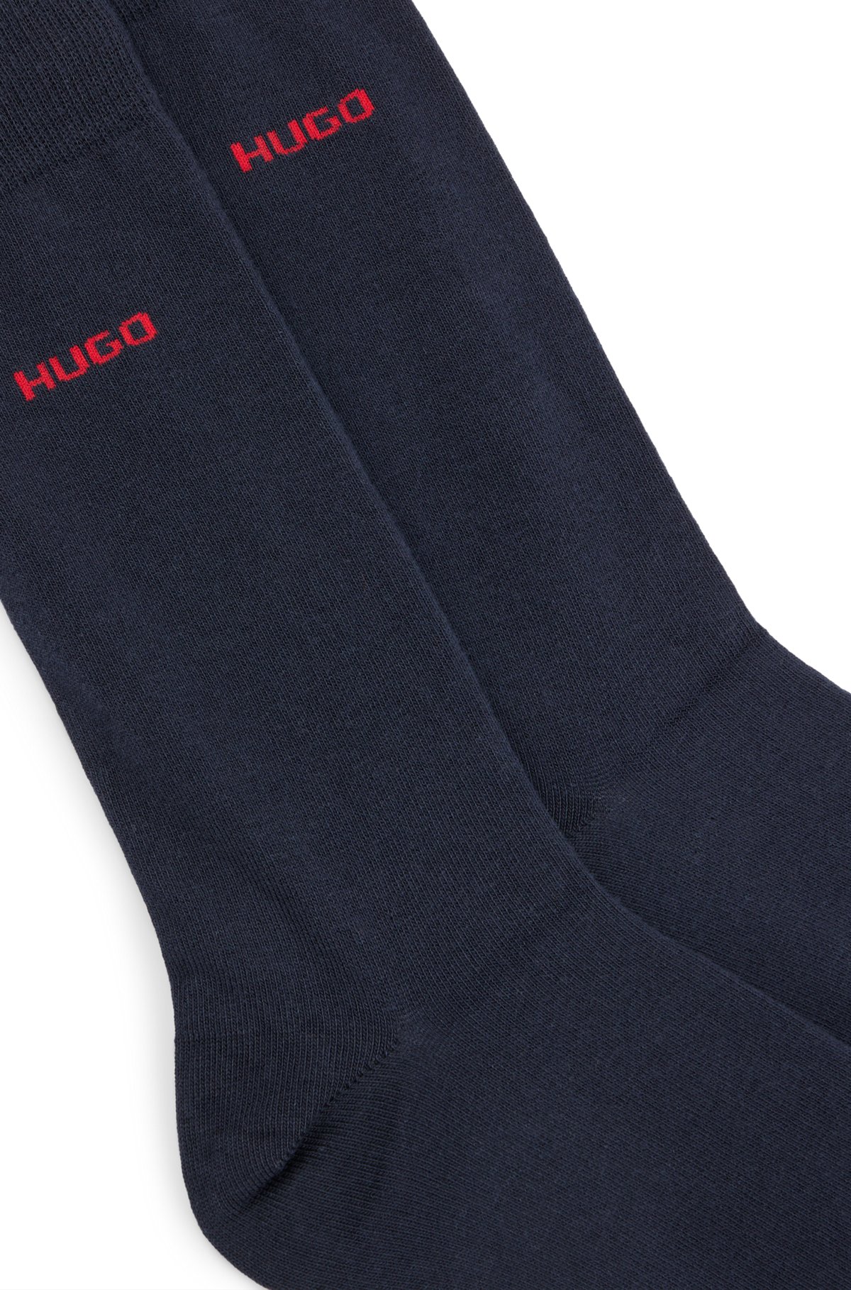 Paquete de dos pares de calcetines de largo normal en tejido elástico, Azul oscuro